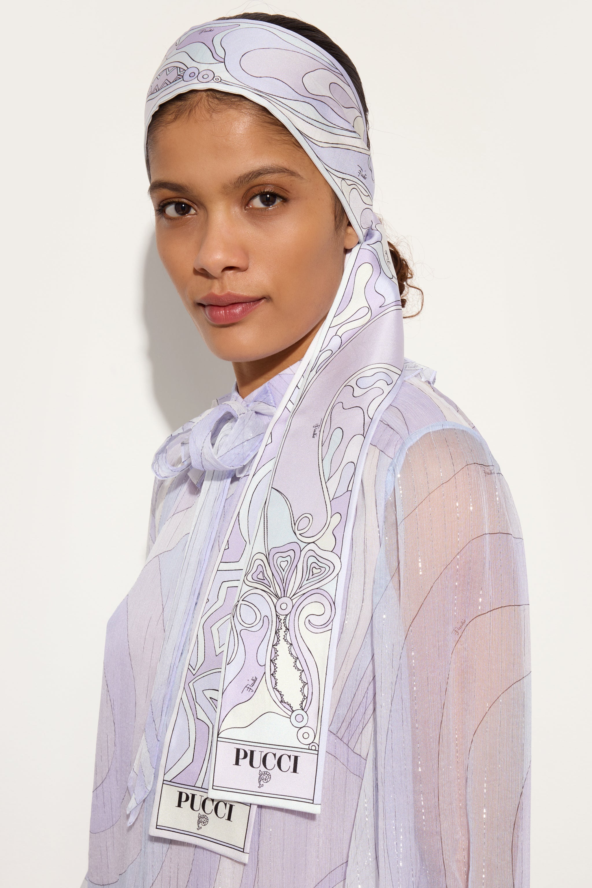 Labirinto and Orchidee Print Silk Twill Scarf
 WOMAN Pucci