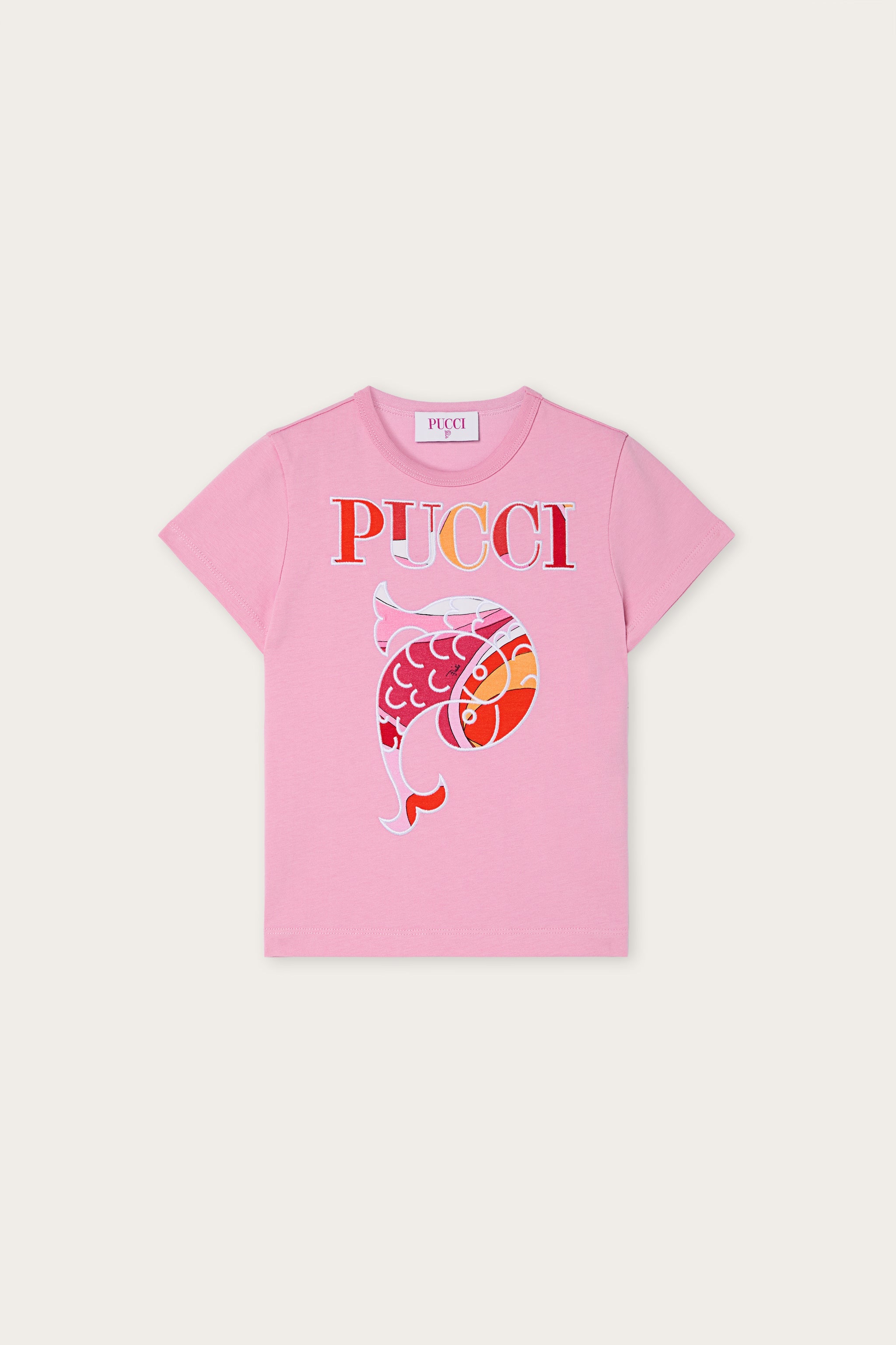 T-shirt with Embroidered Logo and Fish
  Pucci