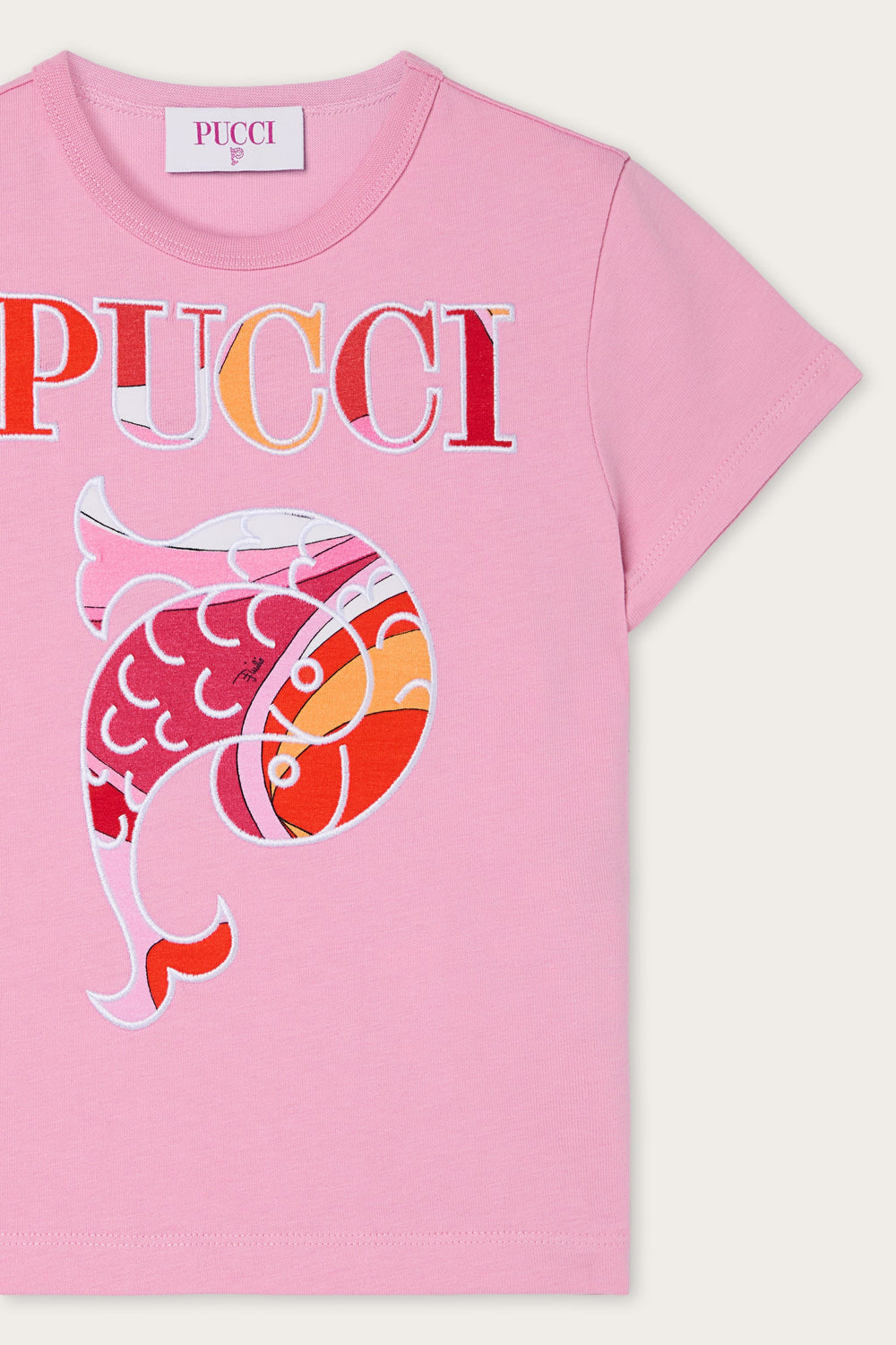 T-shirt with Embroidered Logo and Fish
  Pucci