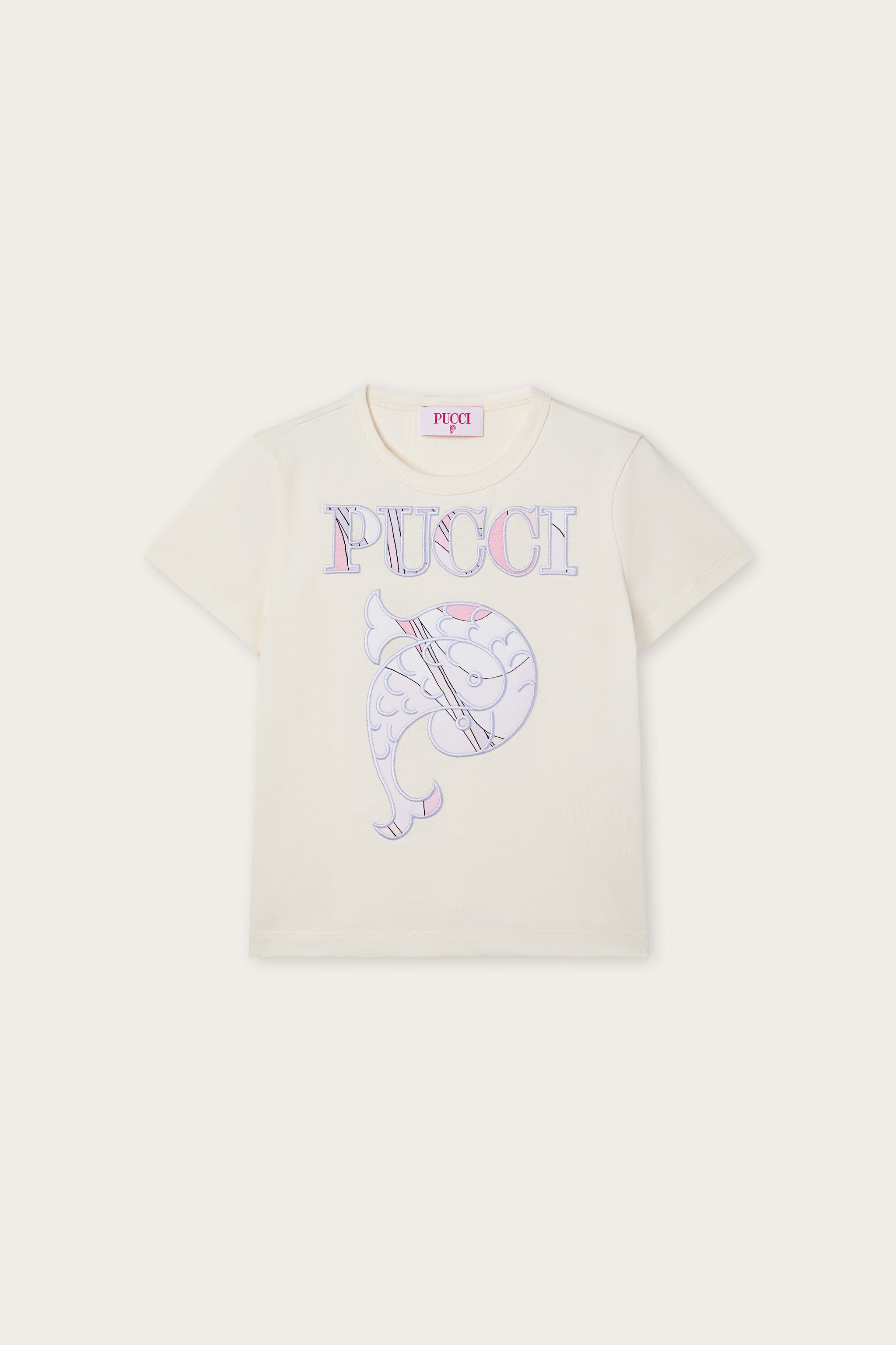 T-shirt with Embroidered Logo and Fish
  Pucci