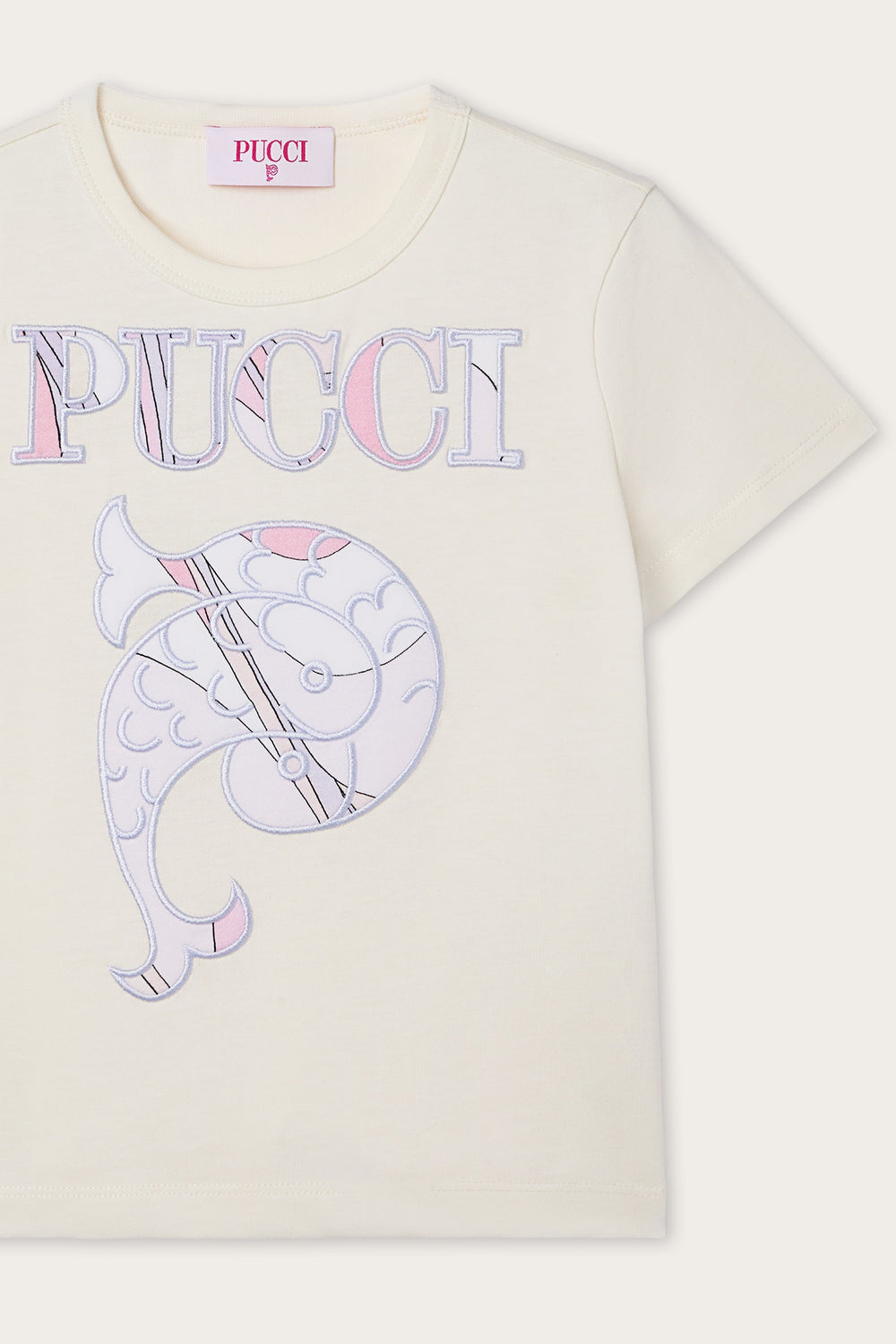 T-shirt with Embroidered Logo and Fish
  Pucci