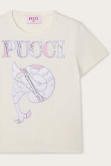 T-shirt with Embroidered Logo and Fish
  Pucci