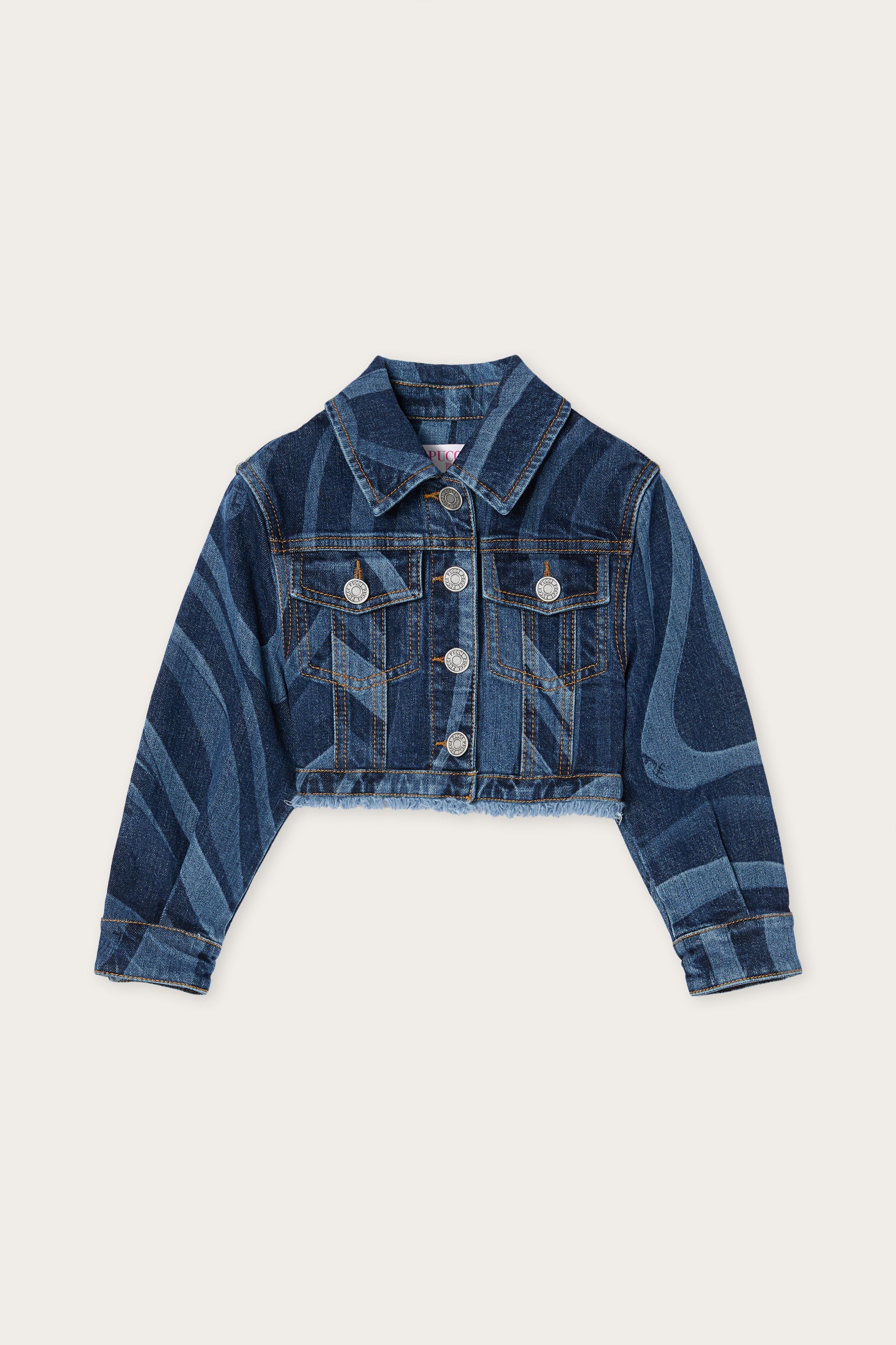 Denim Jacket with Laser-Cut Marmo Print
  Pucci