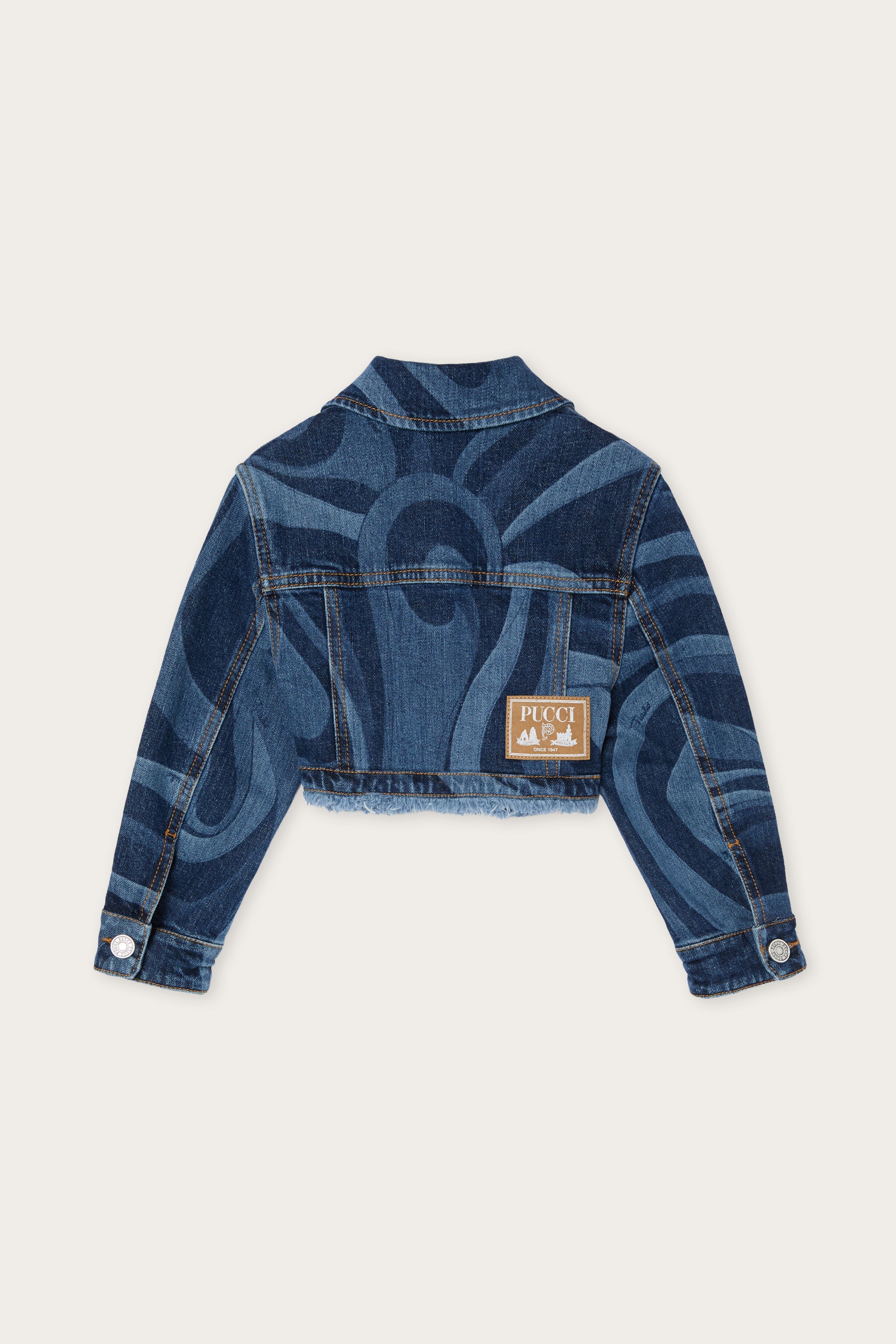 Denim Jacket with Laser-Cut Marmo Print
  Pucci