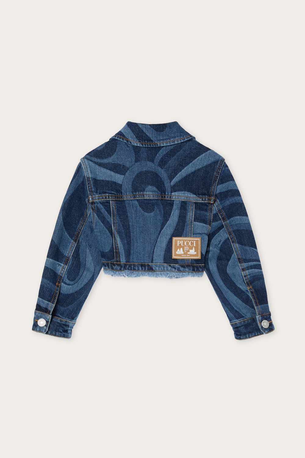 Denim Jacket with Laser-Cut Marmo Print
  Pucci