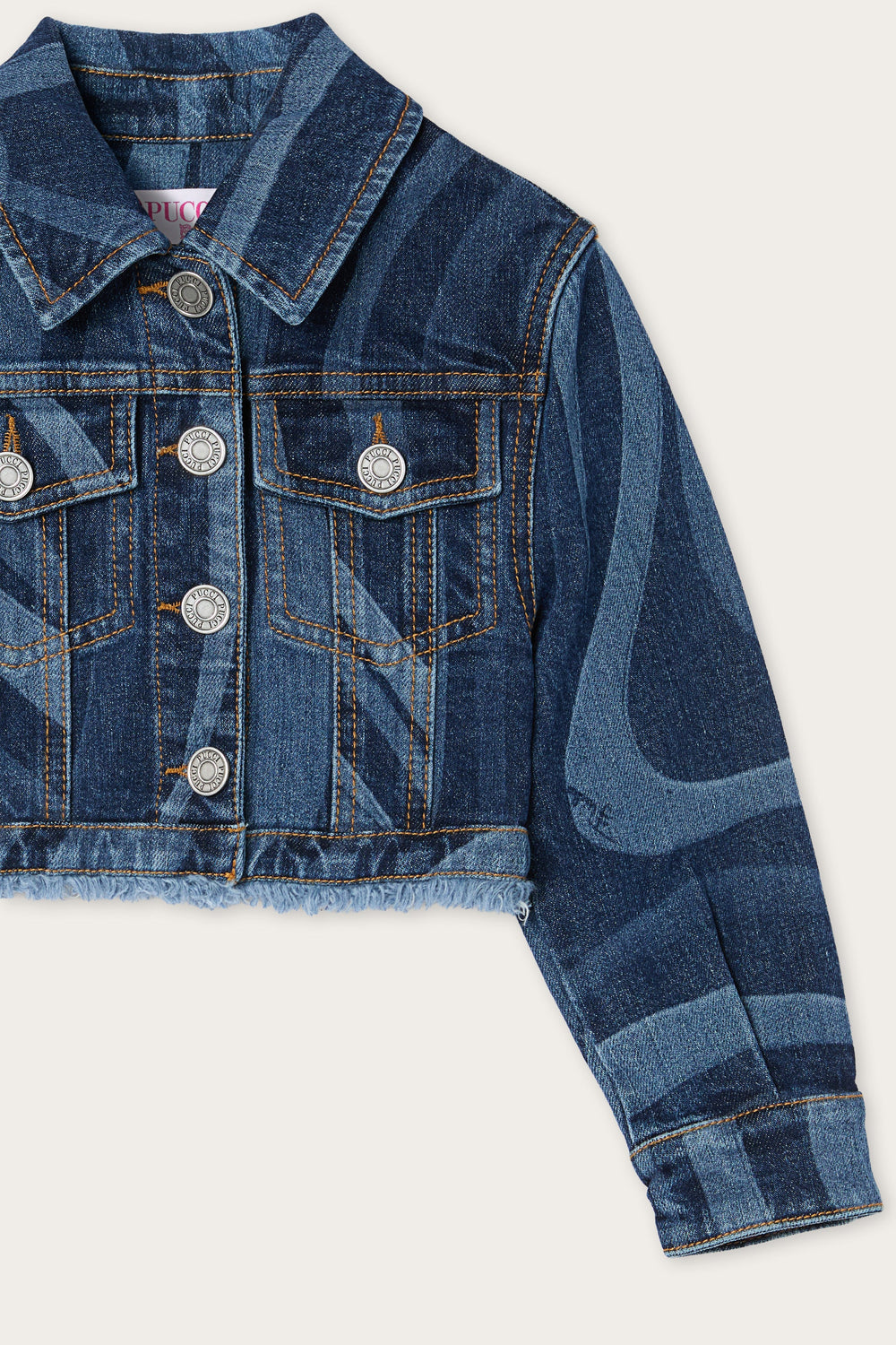 Denim Jacket with Laser-Cut Marmo Print
  Pucci