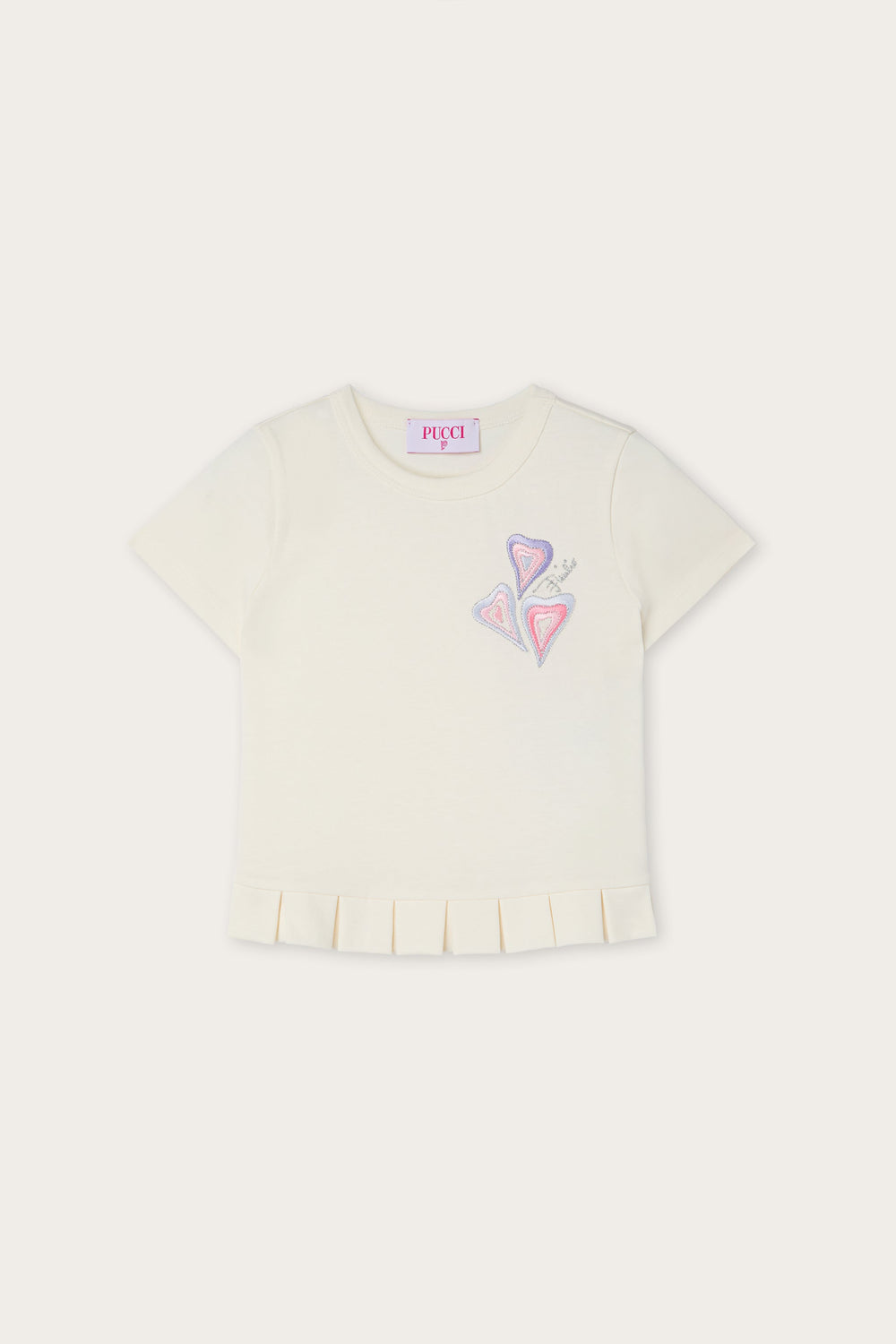 Embroidered T-shirt with Pleated Hem
  Pucci