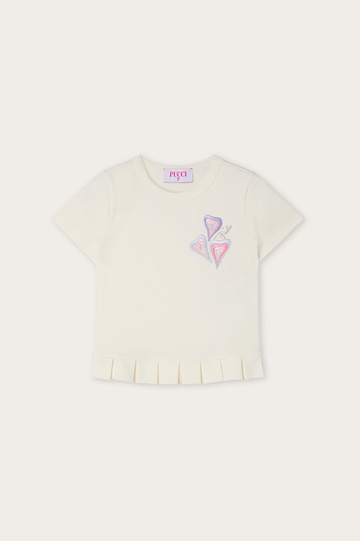 Embroidered T-shirt with Pleated Hem
  Pucci