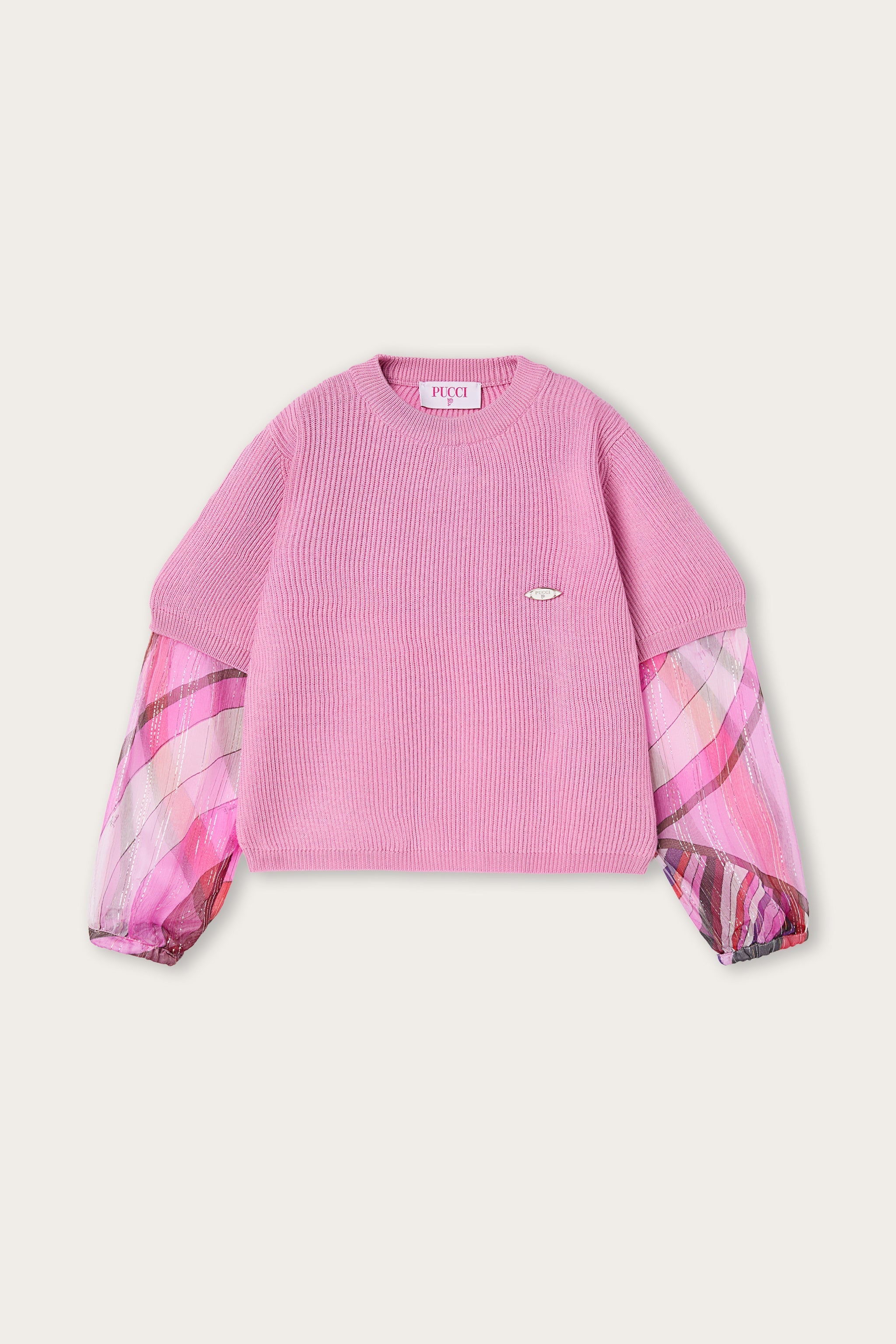 Sweater with Voile Sleeves
  Pucci